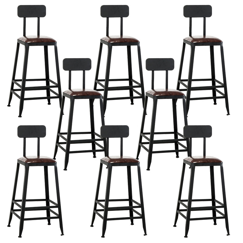 Contemporary Square Dining Stools Metal Bar Stools with Footrest