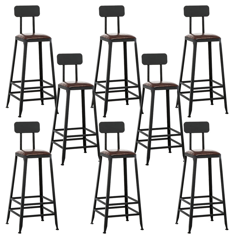 Contemporary Square Dining Stools Metal Bar Stools with Footrest