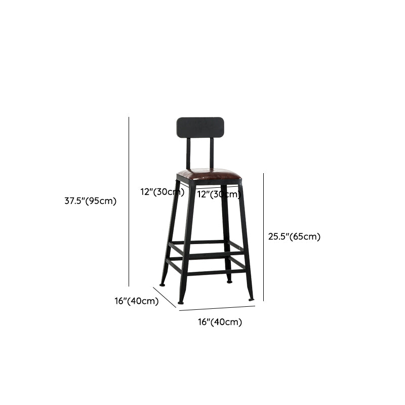 Contemporary Square Dining Stools Metal Bar Stools with Footrest