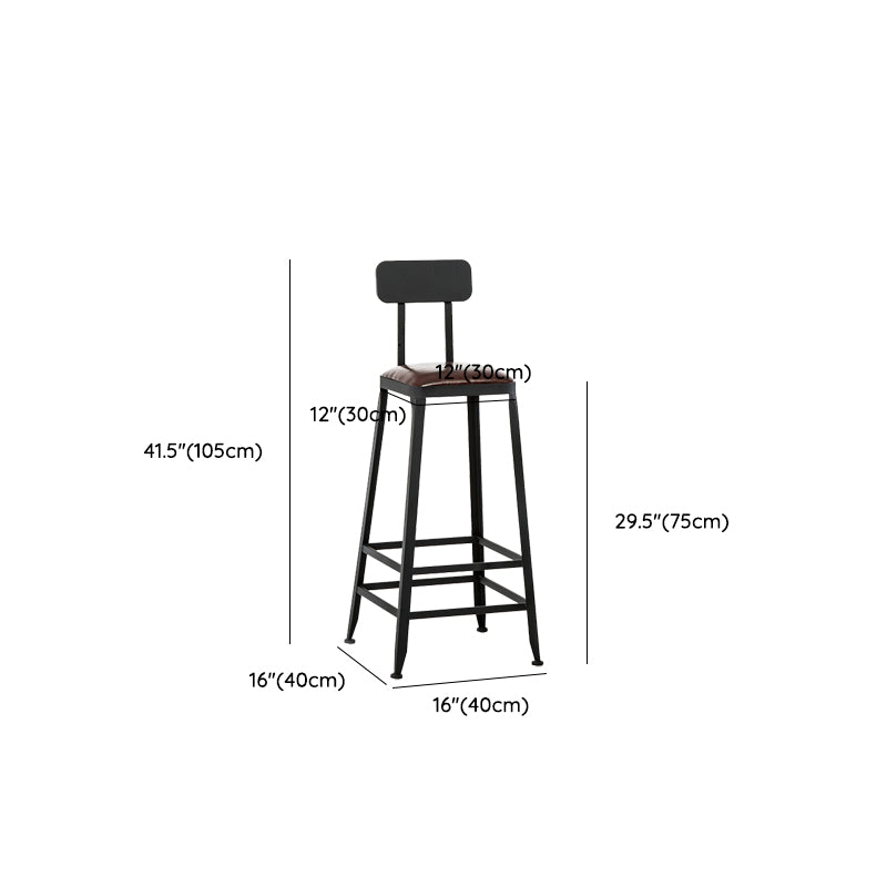 Contemporary Square Dining Stools Metal Bar Stools with Footrest
