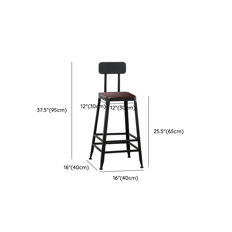 Contemporary Square Dining Stools Metal Bar Stools with Footrest