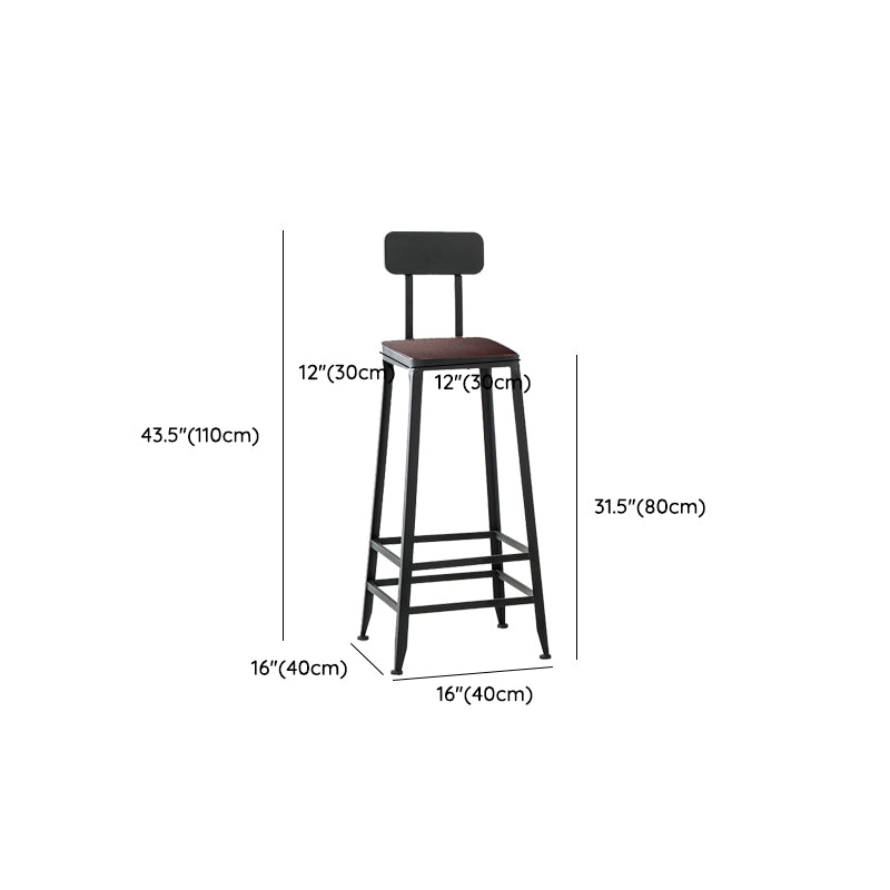 Contemporary Square Dining Stools Metal Bar Stools with Footrest