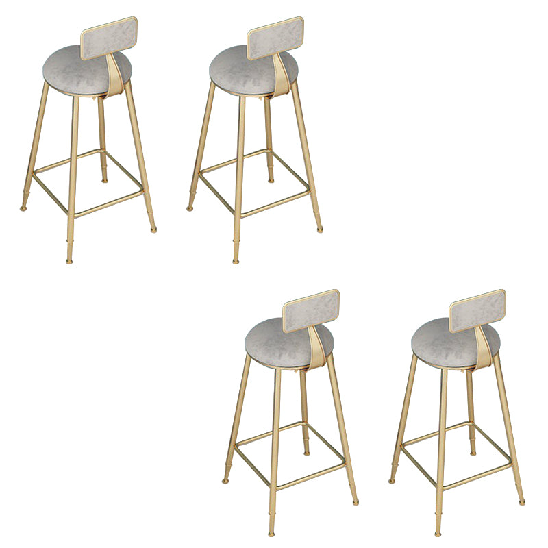Low Back Dining Stool Contemporary Bar Stool with Metal Base