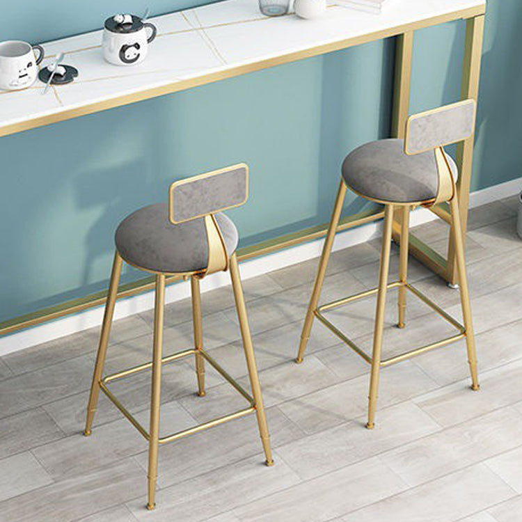 Low Back Dining Stool Contemporary Bar Stool with Metal Base