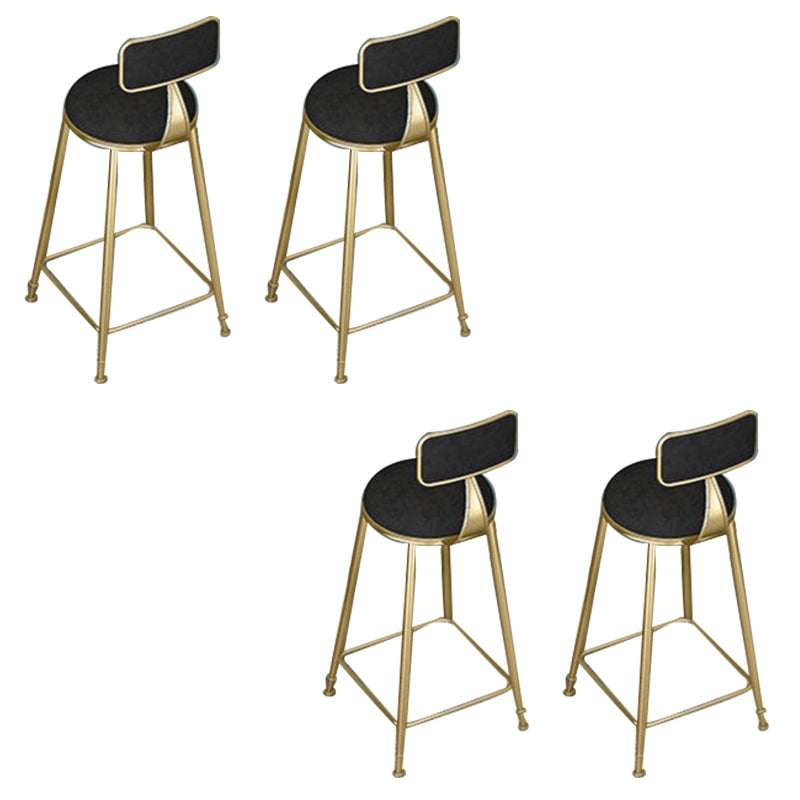 Low Back Dining Stool Contemporary Bar Stool with Metal Base