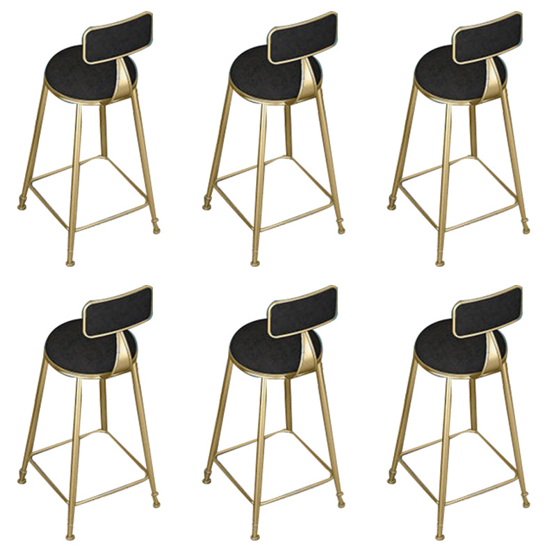 Low Back Dining Stool Contemporary Bar Stool with Metal Base