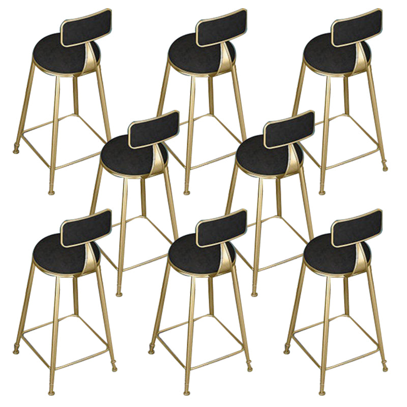 Low Back Dining Stool Contemporary Bar Stool with Metal Base