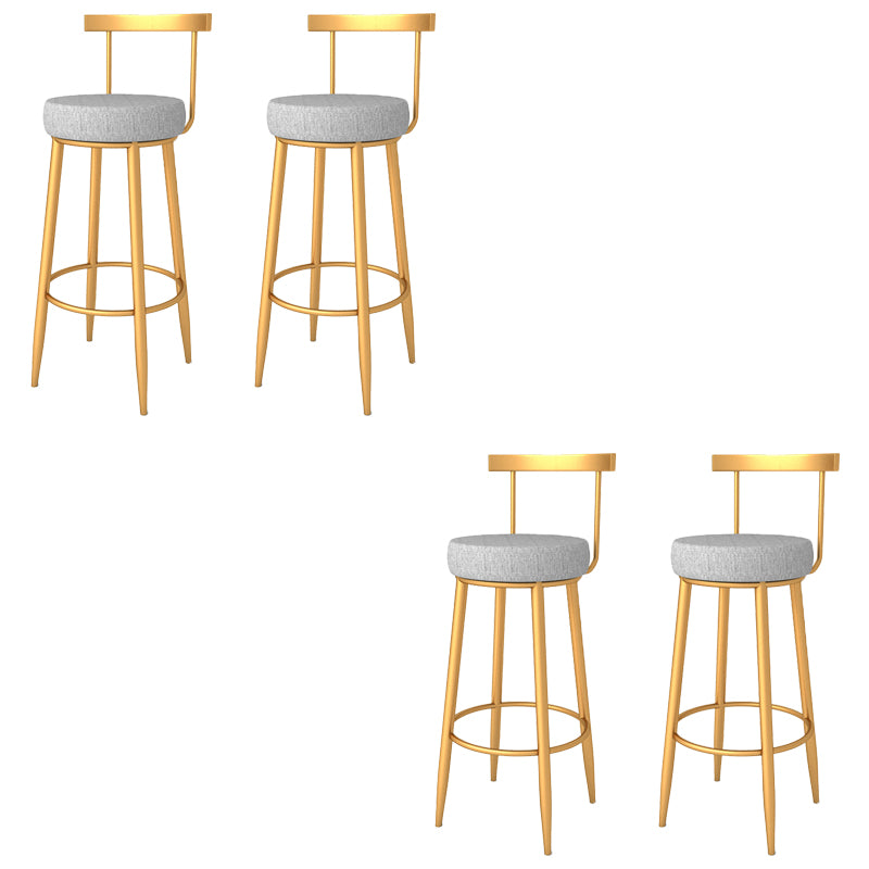 Metal Low Back Bar Stools Round Armless Dining Stools with Footrest