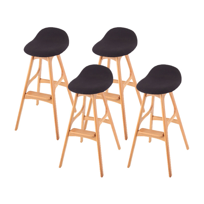 Solid Wood Dining Stools Contemporary Armless Bar Stools with Cushion