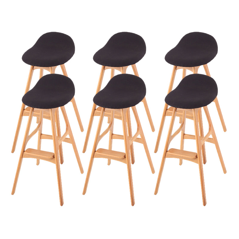 Solid Wood Dining Stools Contemporary Armless Bar Stools with Cushion