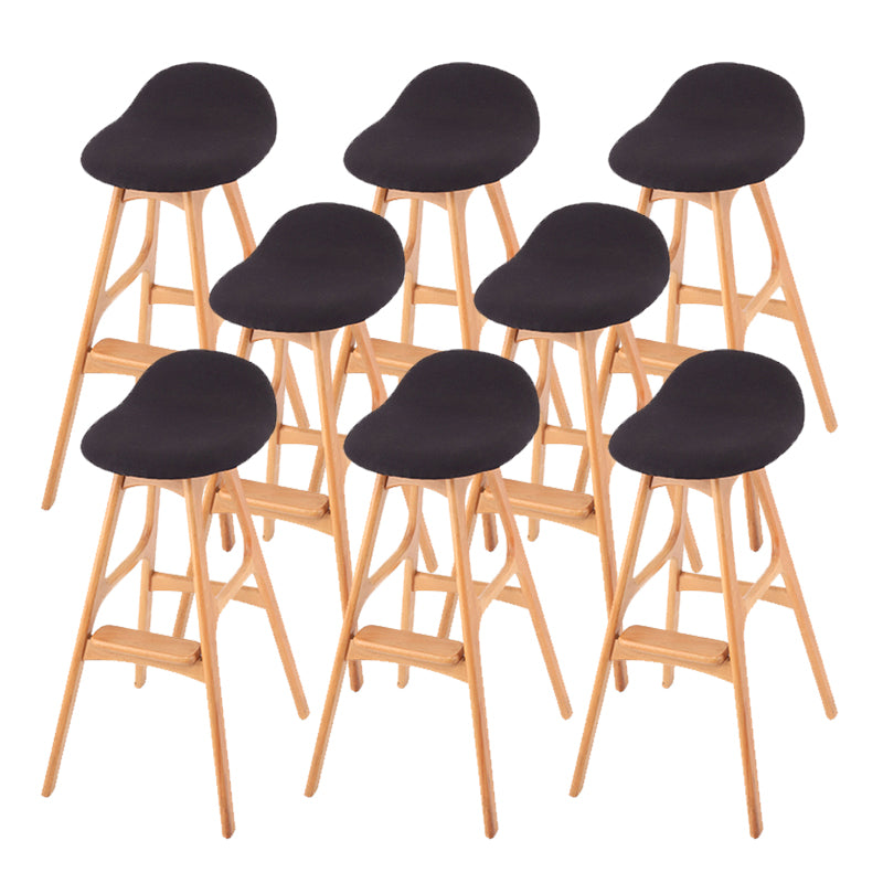 Solid Wood Dining Stools Contemporary Armless Bar Stools with Cushion