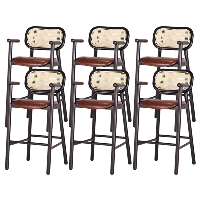 Solid Wood Dining Stools Contemporary Armed Bar Stools with Footrest