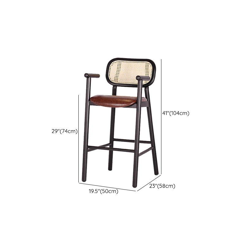 Solid Wood Dining Stools Contemporary Armed Bar Stools with Footrest
