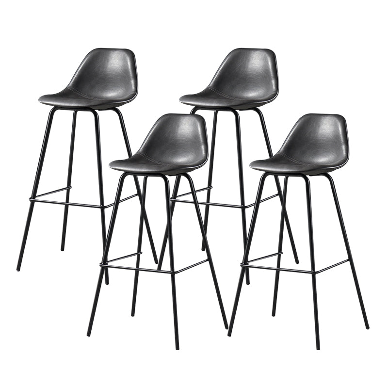 Faux Leather Dining Stools Contemporary Armless Bar Stools with Metal Base