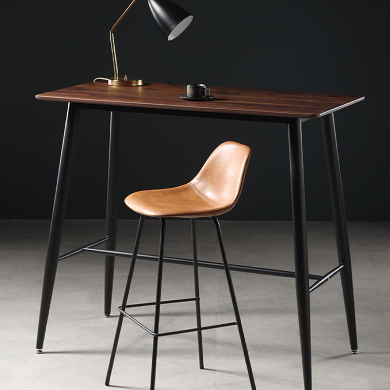 Faux Leather Dining Stools Contemporary Armless Bar Stools with Metal Base