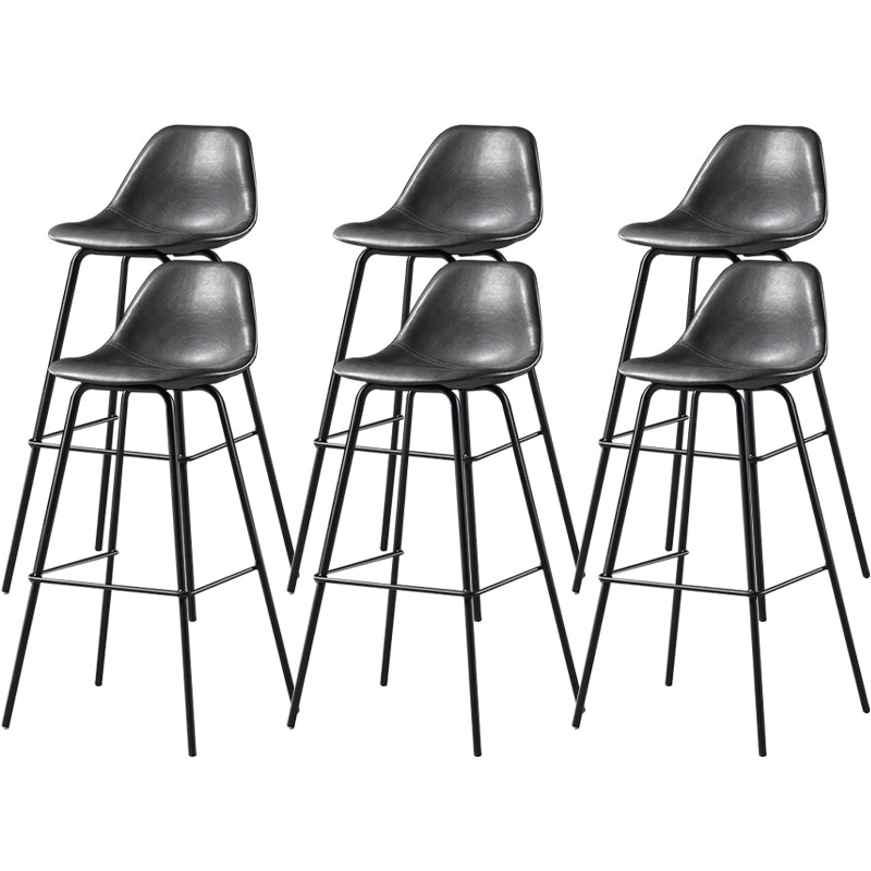 Faux Leather Dining Stools Contemporary Armless Bar Stools with Metal Base