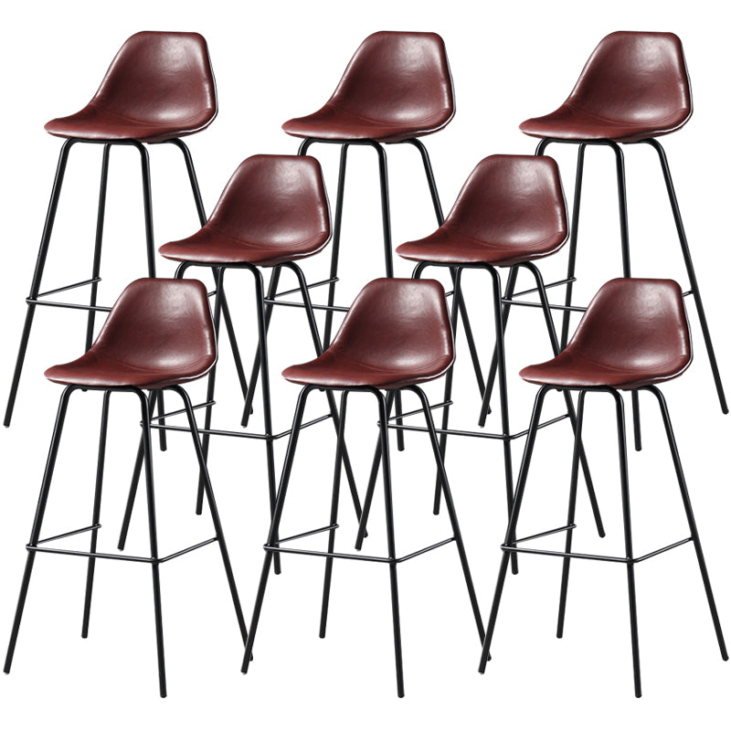 Faux Leather Dining Stools Contemporary Armless Bar Stools with Metal Base