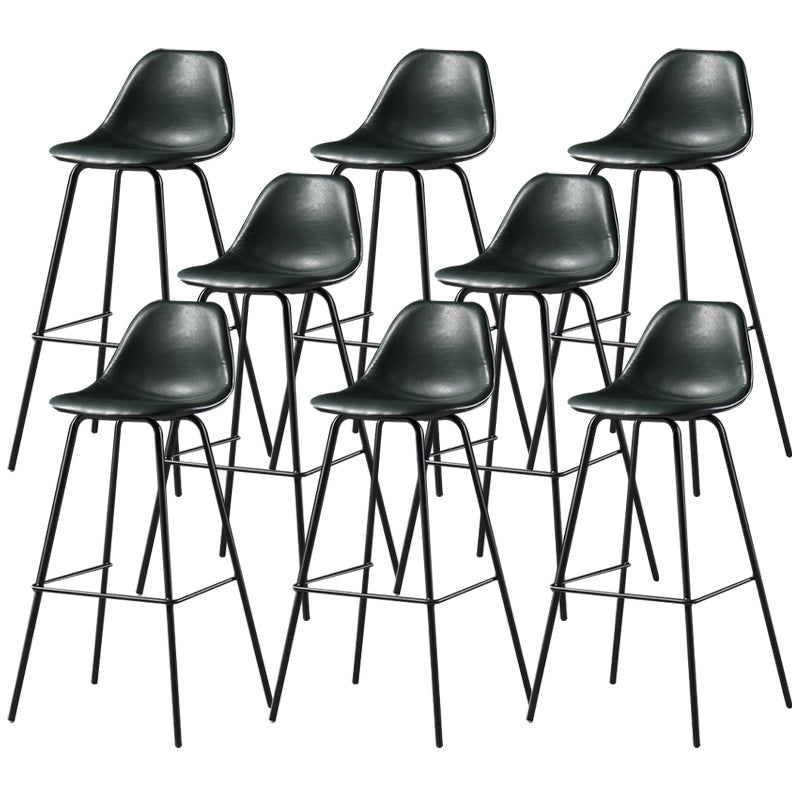 Faux Leather Dining Stools Contemporary Armless Bar Stools with Metal Base
