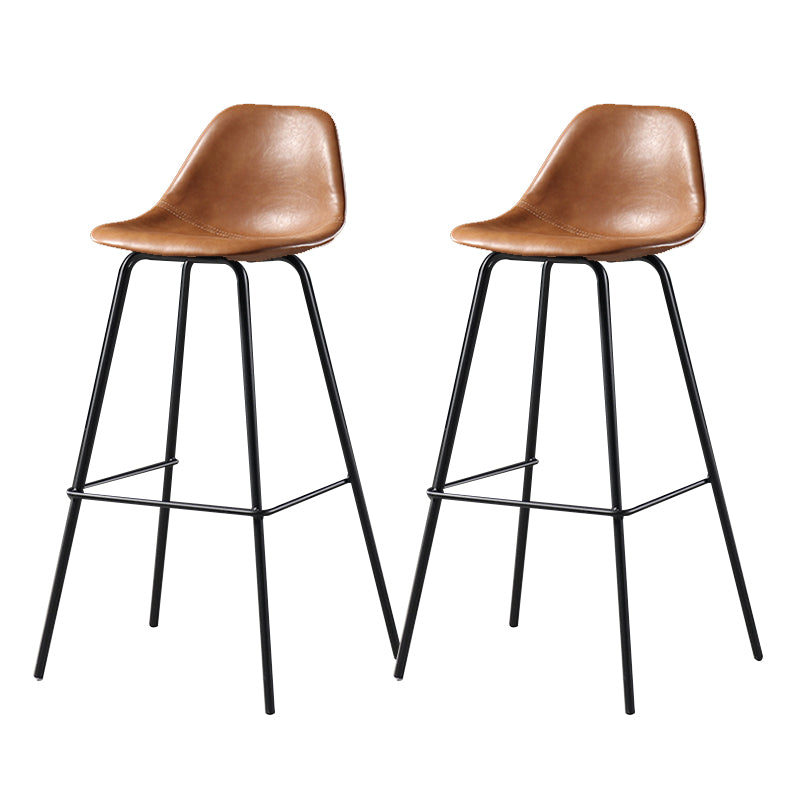 Faux Leather Dining Stools Contemporary Armless Bar Stools with Metal Base
