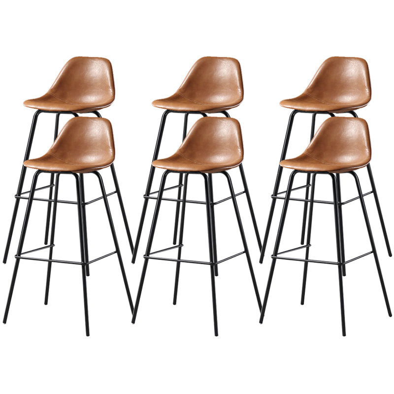 Faux Leather Dining Stools Contemporary Armless Bar Stools with Metal Base