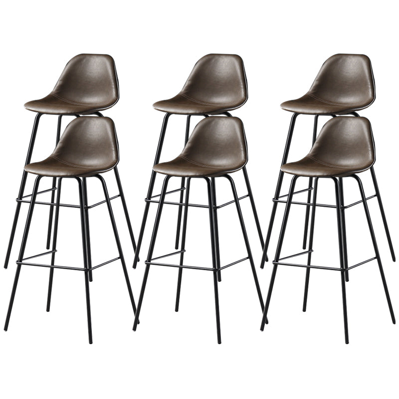 Faux Leather Dining Stools Contemporary Armless Bar Stools with Metal Base