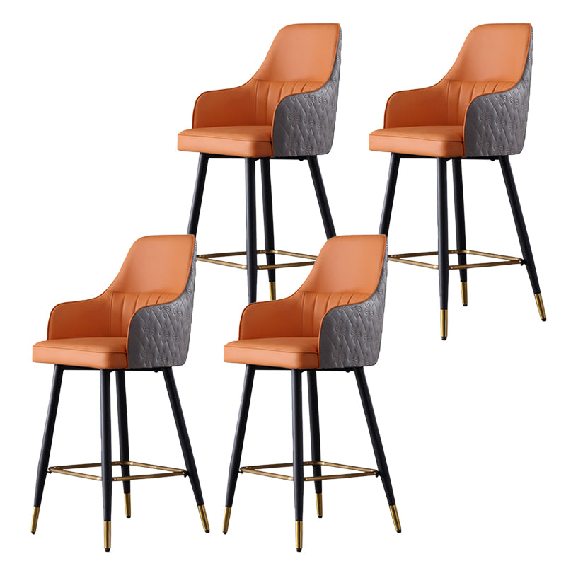 Glam Leather Bar Stool Armed Backrest Counter Stool for Living Room