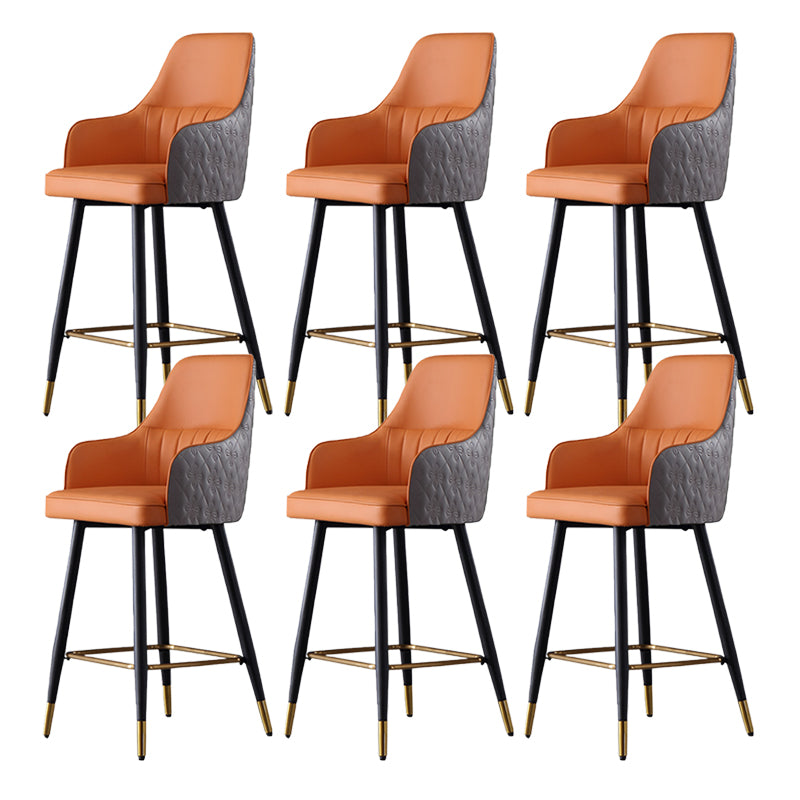 Glam Leather Bar Stool Armed Backrest Counter Stool for Living Room