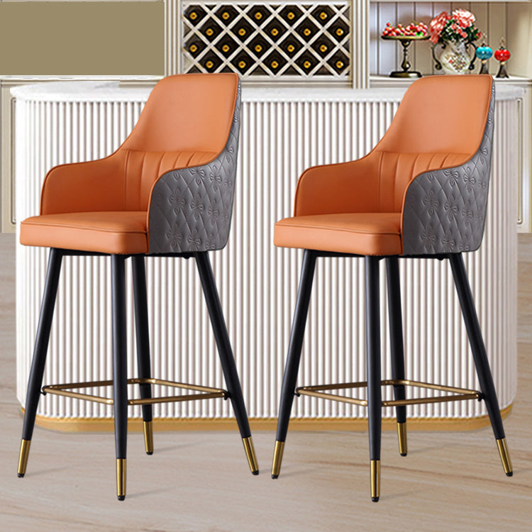 Glam Leather Bar Stool Armed Backrest Counter Stool for Living Room