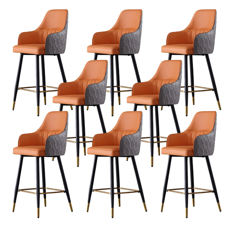 Glam Leather Bar Stool Armed Backrest Counter Stool for Living Room