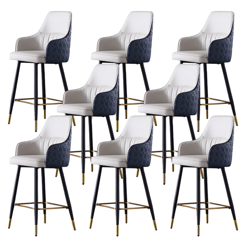 Glam Leather Bar Stool Armed Backrest Counter Stool for Living Room