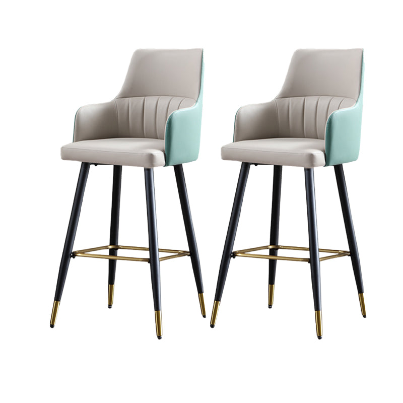 Glam Leather Bar Stool Armed Backrest Counter Stool for Living Room