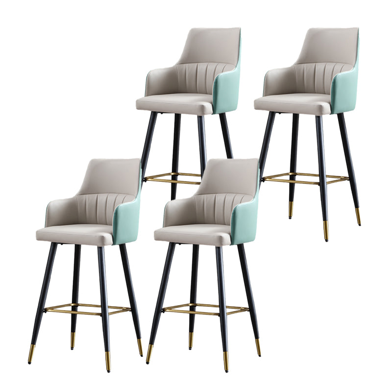 Glam Leather Bar Stool Armed Backrest Counter Stool for Living Room