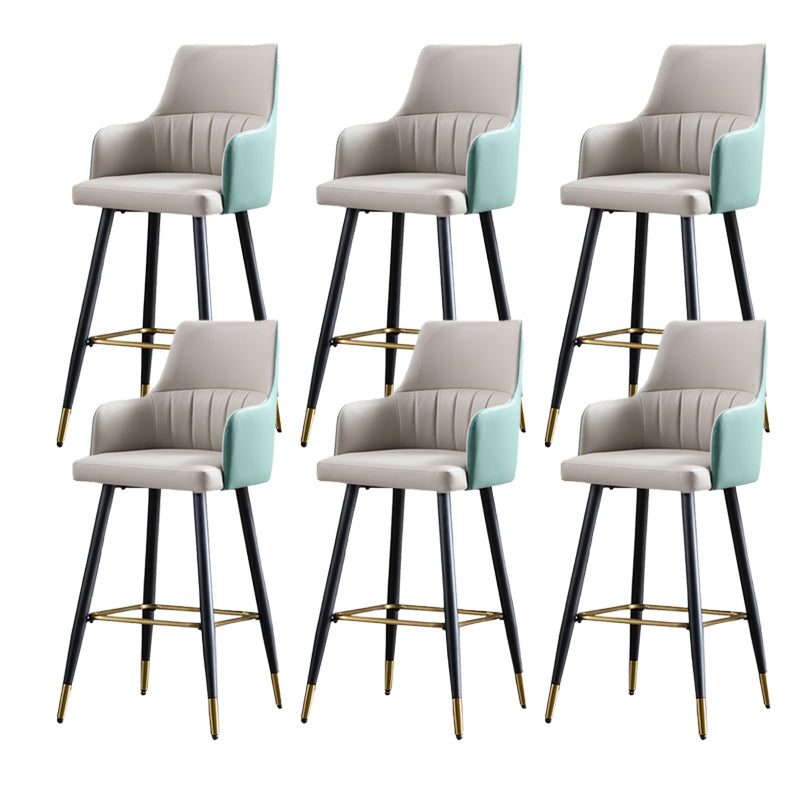 Glam Leather Bar Stool Armed Backrest Counter Stool for Living Room