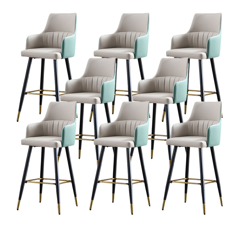 Glam Leather Bar Stool Armed Backrest Counter Stool for Living Room