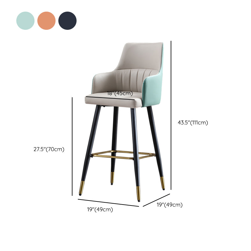 Glam Leather Bar Stool Armed Backrest Counter Stool for Living Room