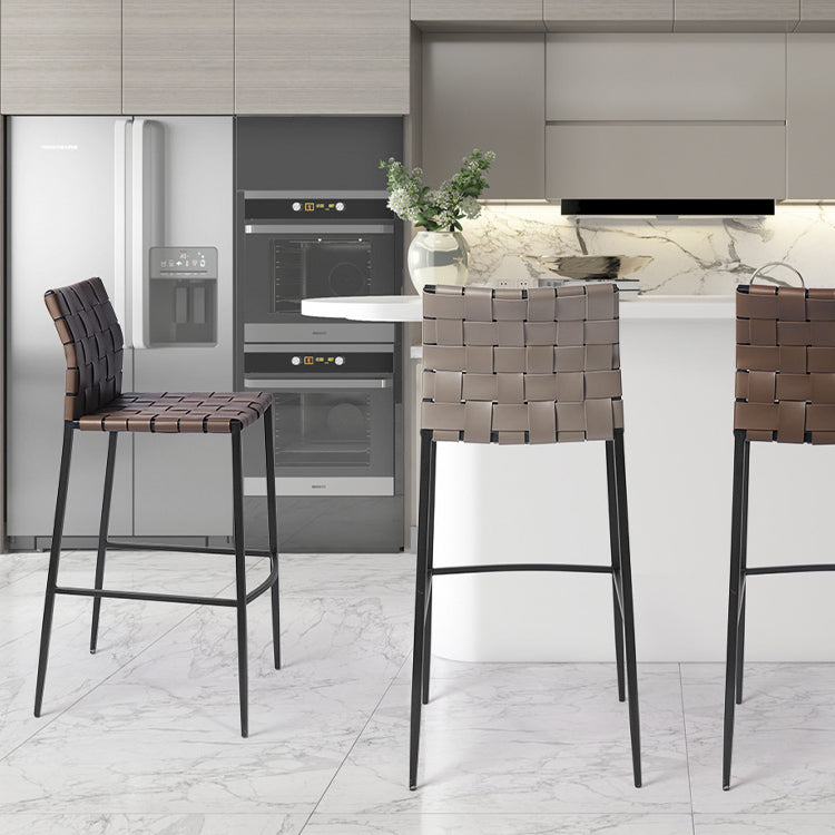 Modern Leather Bar Stool Backrest 4 Legs Counter Stool for Bristol