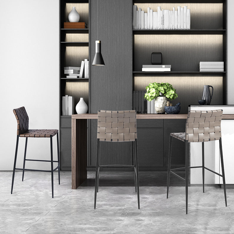 Modern Leather Bar Stool Backrest 4 Legs Counter Stool for Bristol