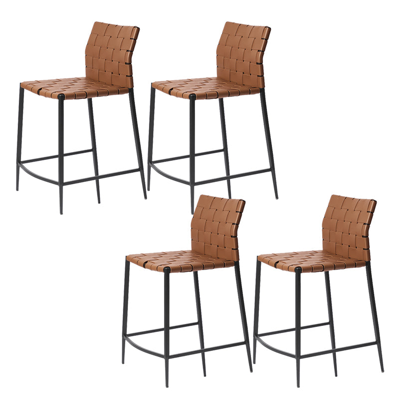 Modern Leather Bar Stool Backrest 4 Legs Counter Stool for Bristol
