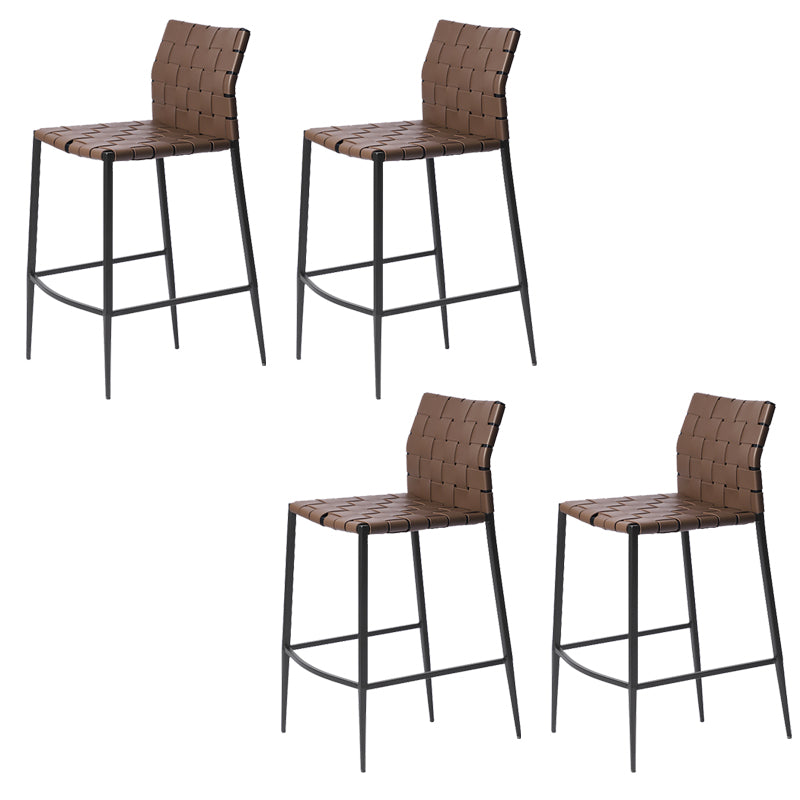 Modern Leather Bar Stool Backrest 4 Legs Counter Stool for Bristol