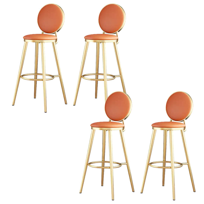 Faux Leather Counter Bar Stool Orange and Gold Bar and Counter Stool
