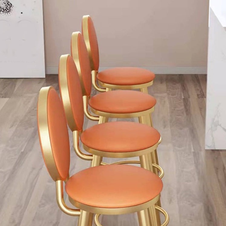 Faux Leather Counter Bar Stool Orange and Gold Bar and Counter Stool