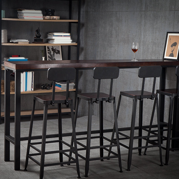 Industrial Style Bar Set 1/5 Pieces Solid Wood Rectangle Pub Dining Set for Indoor