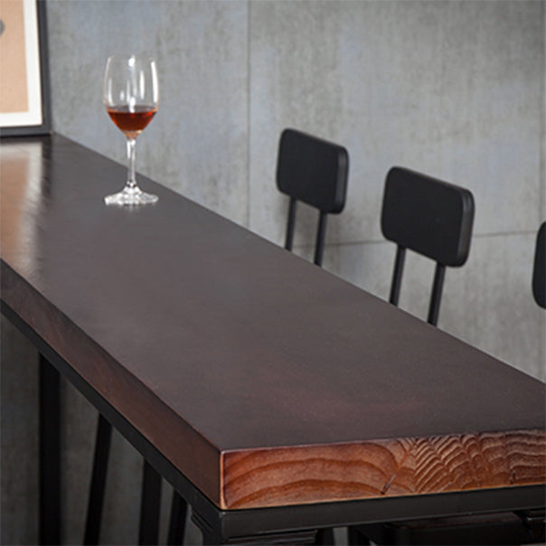 Industrial Style Bar Set 1/5 Pieces Solid Wood Rectangle Pub Dining Set for Indoor