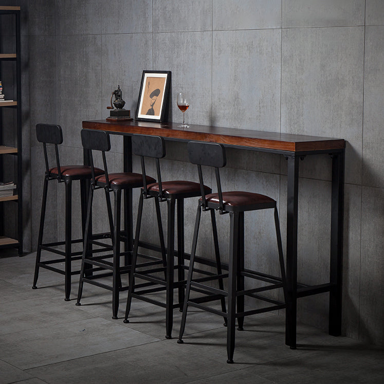 Industrial Style Bar Set 1/5 Pieces Solid Wood Rectangle Pub Dining Set for Indoor