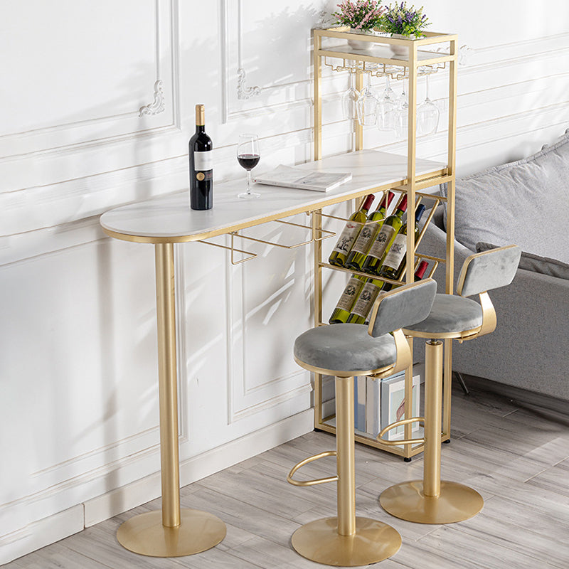 Glam Stone 1/2/3 Pieces Bar Table Set Rectangle Bar Table with Metal Legs for Kitchen