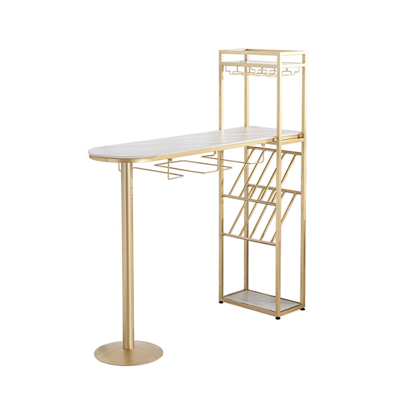 Glam Stone 1/2/3 Pieces Bar Table Set Rectangle Bar Table with Metal Legs for Kitchen