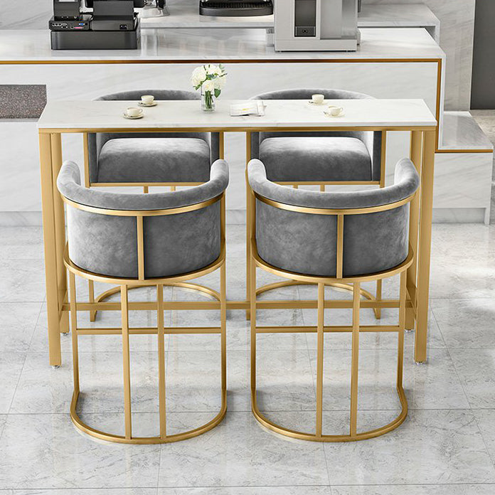 Glam Style Bar Set 1/3/5 Pieces Faux Marble Pub Table with Solid Back Stool