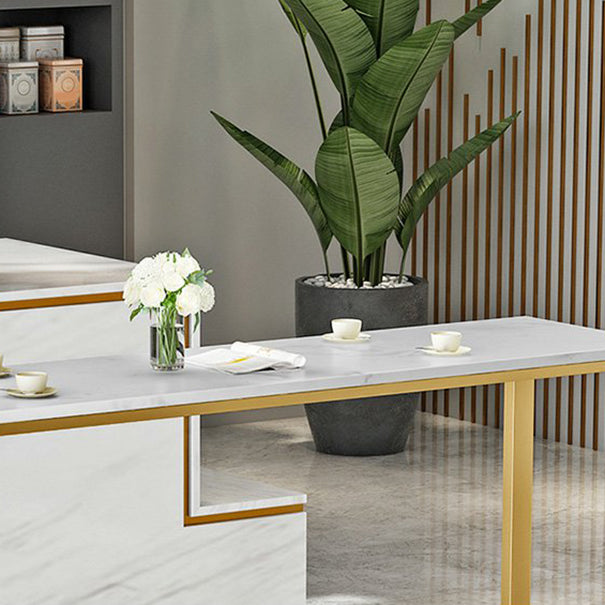 Glam Style Bar Set 1/3/5 Pieces Faux Marble Pub Table with Solid Back Stool