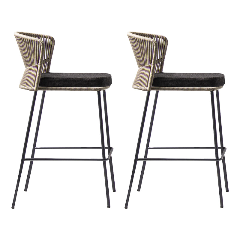 Contemporary Low Back Dining Stool Bucket Bar Stool with Footrest