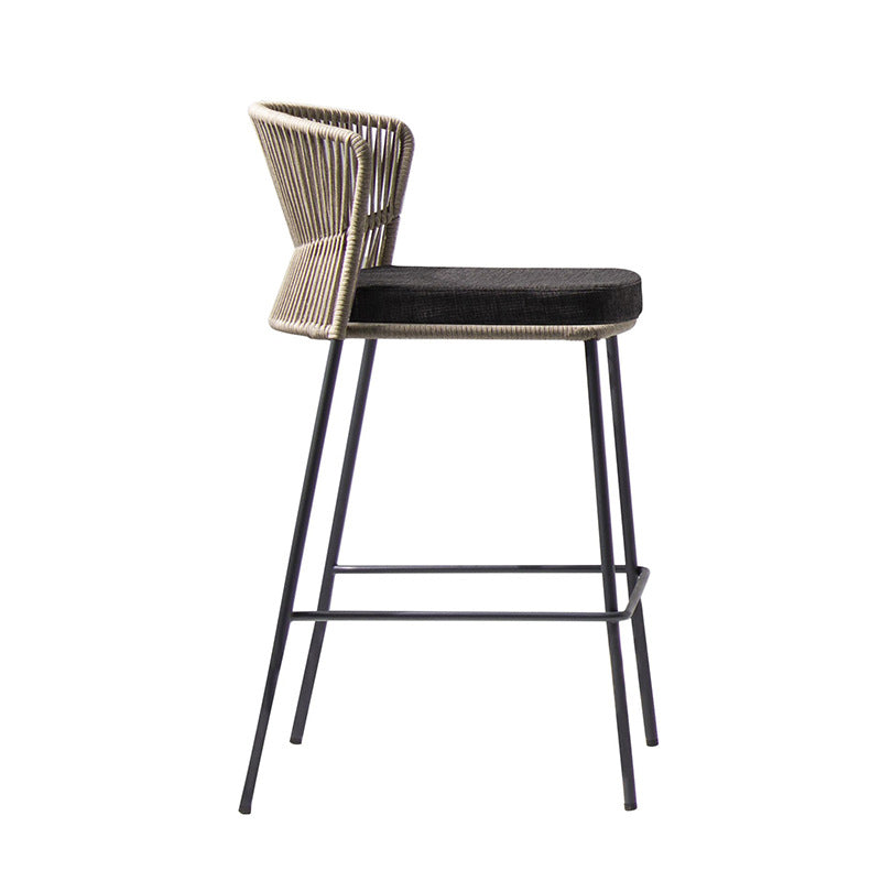 Contemporary Low Back Dining Stool Bucket Bar Stool with Footrest